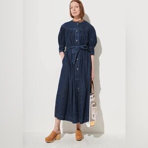NWT Rachel Comey Audio Vista Denim Dark Indigo Midi Dress Size XS/S
